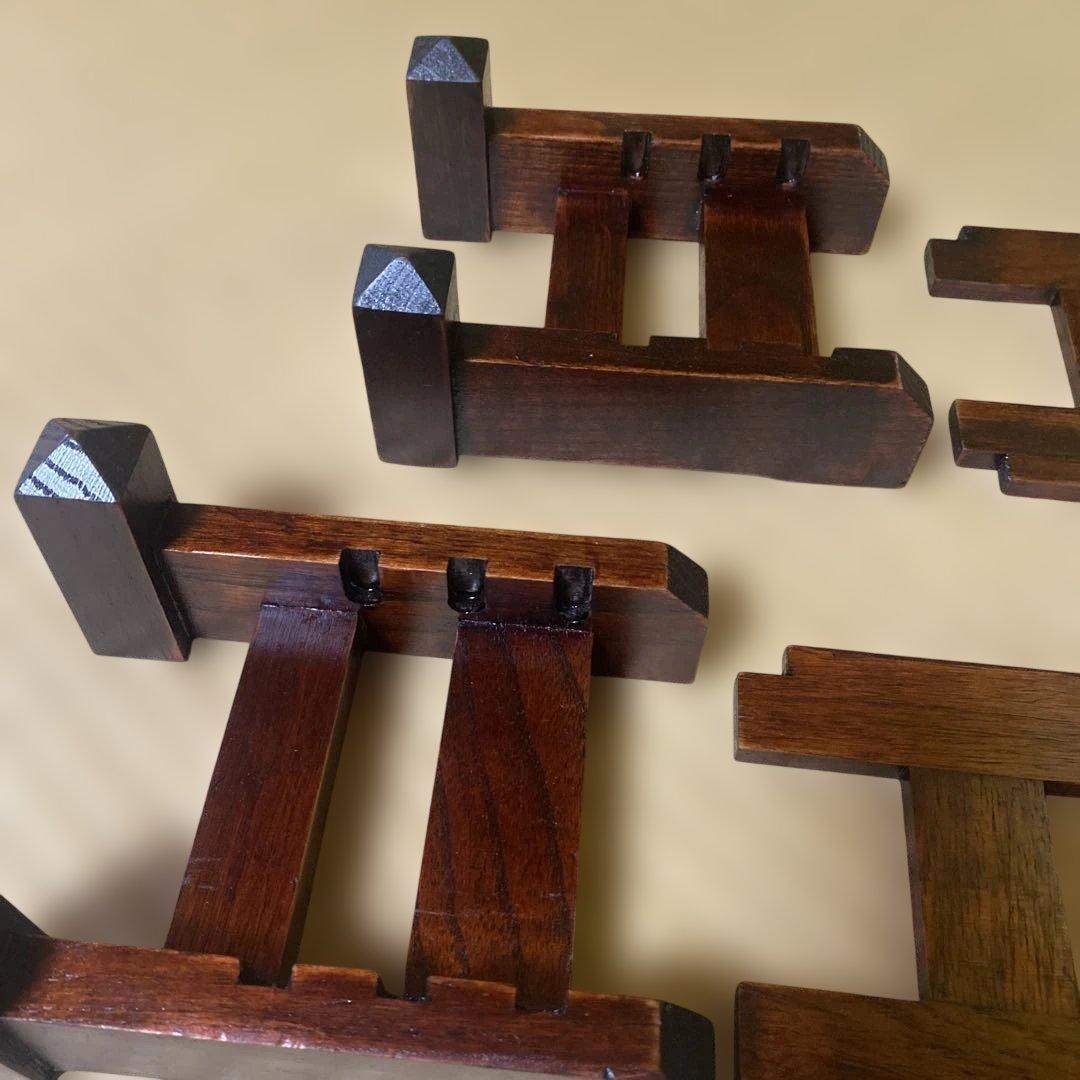 木製差込皿立2点未使用　 木製皿立3点保管品