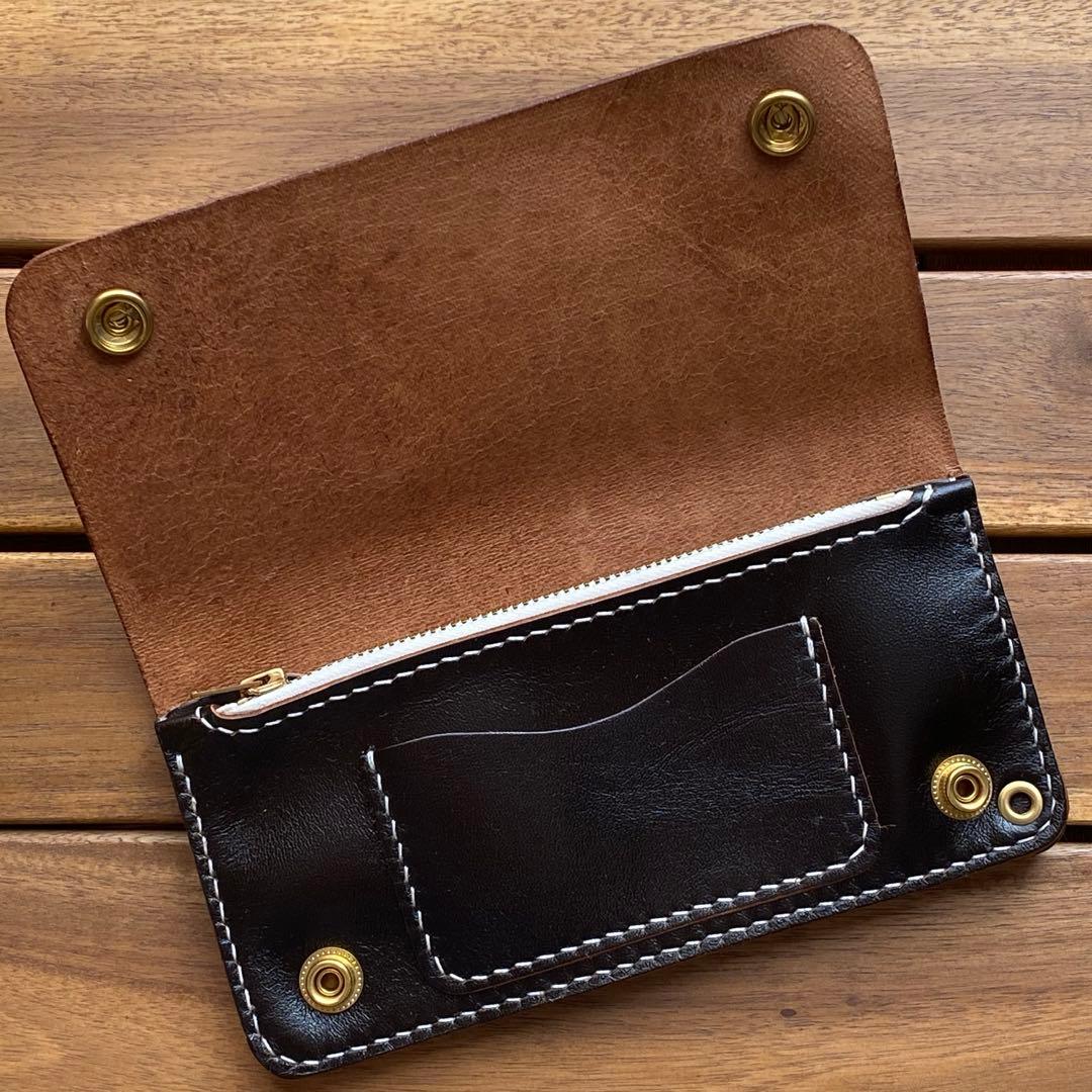 【茶芯・馬革】トラッカーウォレット　ブラック