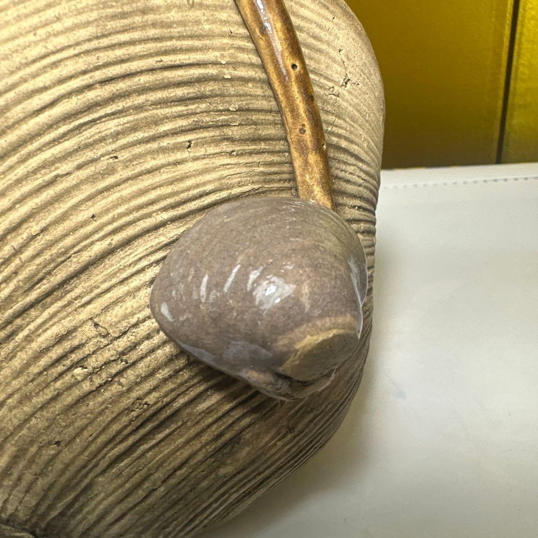 二六焼，楽山焼，水月焼，古董，インテリア，カニと葉の浮彫り陶器皿