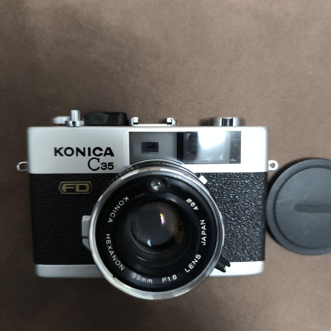 KONICA C35 FD（カメラケース、キャップ、当時の説明書付き）