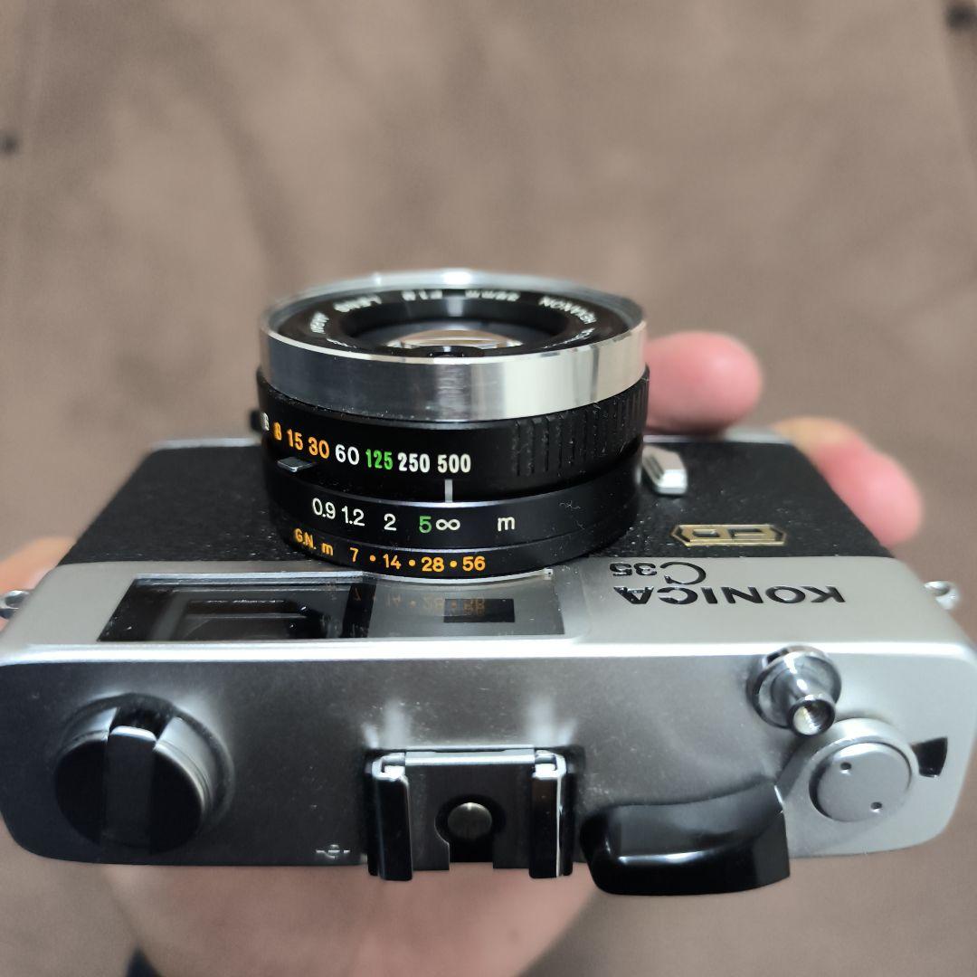 KONICA C35 FD（カメラケース、キャップ、当時の説明書付き）