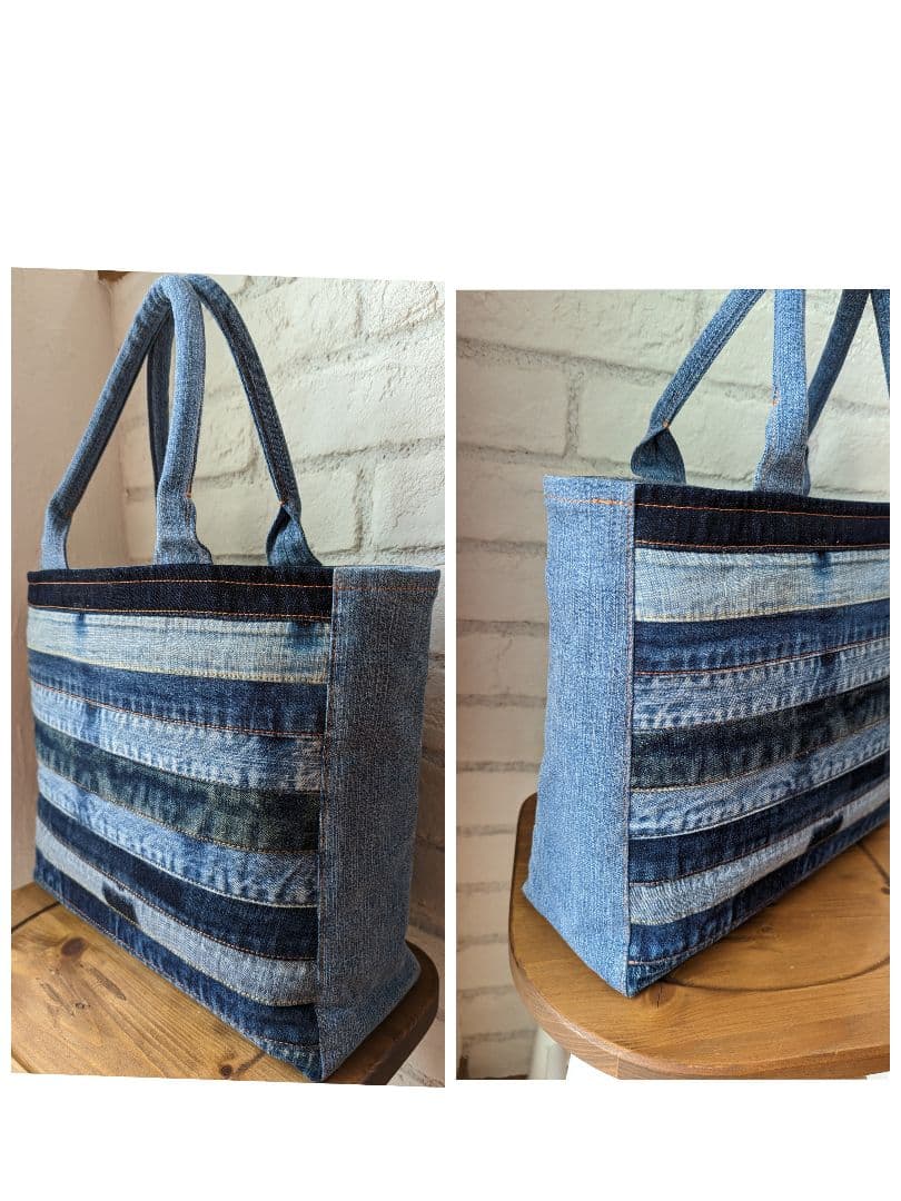 ☆ジーンズ生地のパッチワークトートバッグ