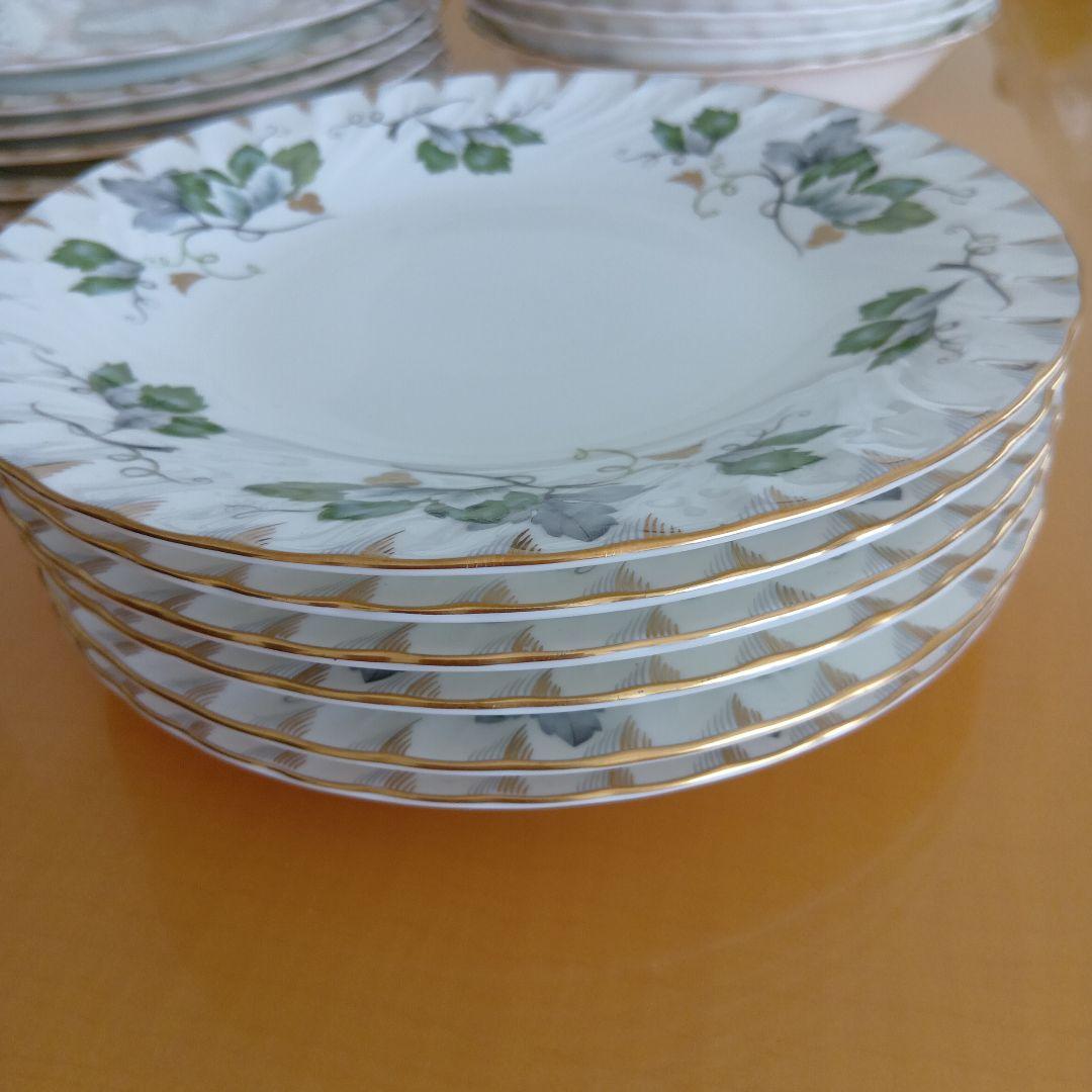 今だけ特価!!美品！HOYAボーンチャイナ グリーンリーフ洋食器セット昭和レトロ