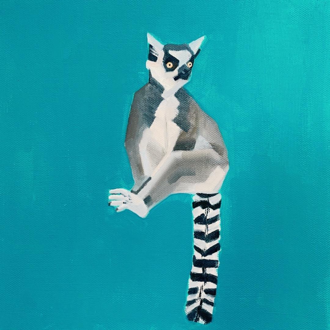 油彩画/ワオキツネザルの肖像