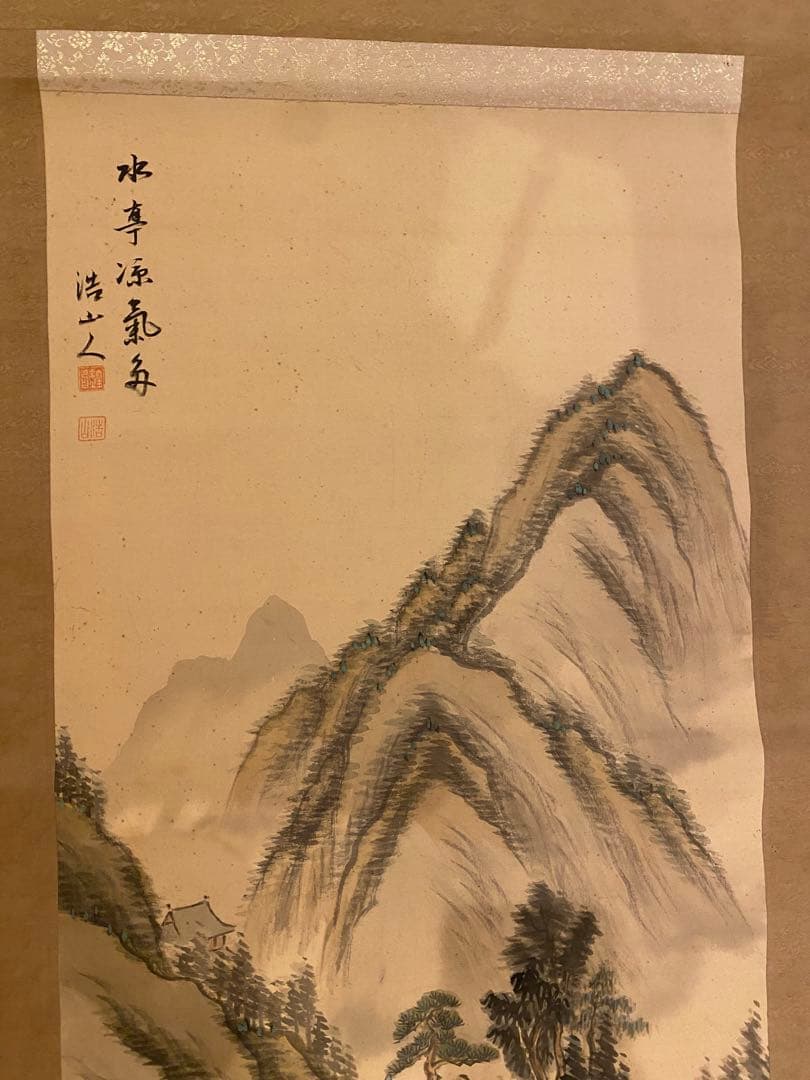 おまけ付き　山水図　骨董品　絵　掛軸　絹本　肉筆　茶掛