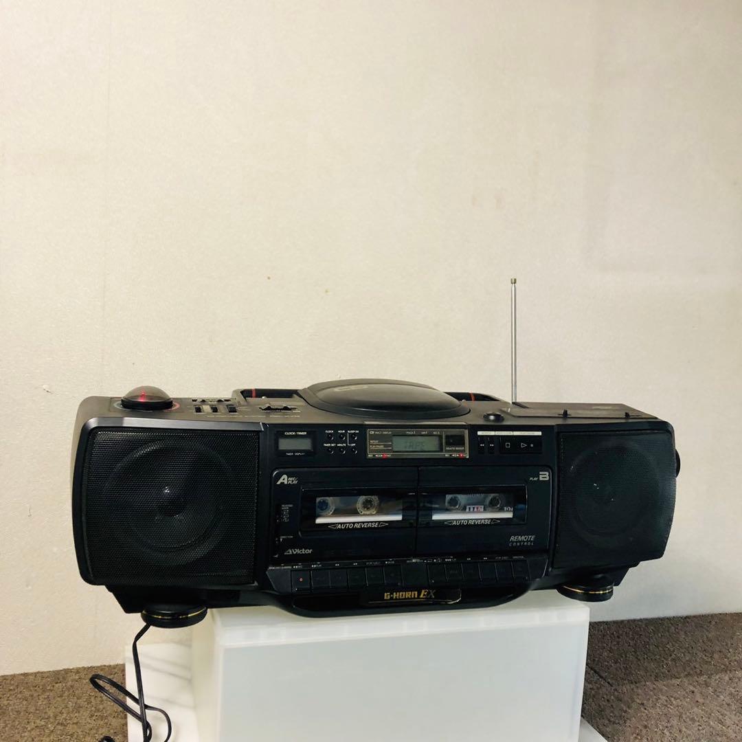 H69ジャンク品！Victor CDラジカセ ダブルカセットデッキ レトロ家電
