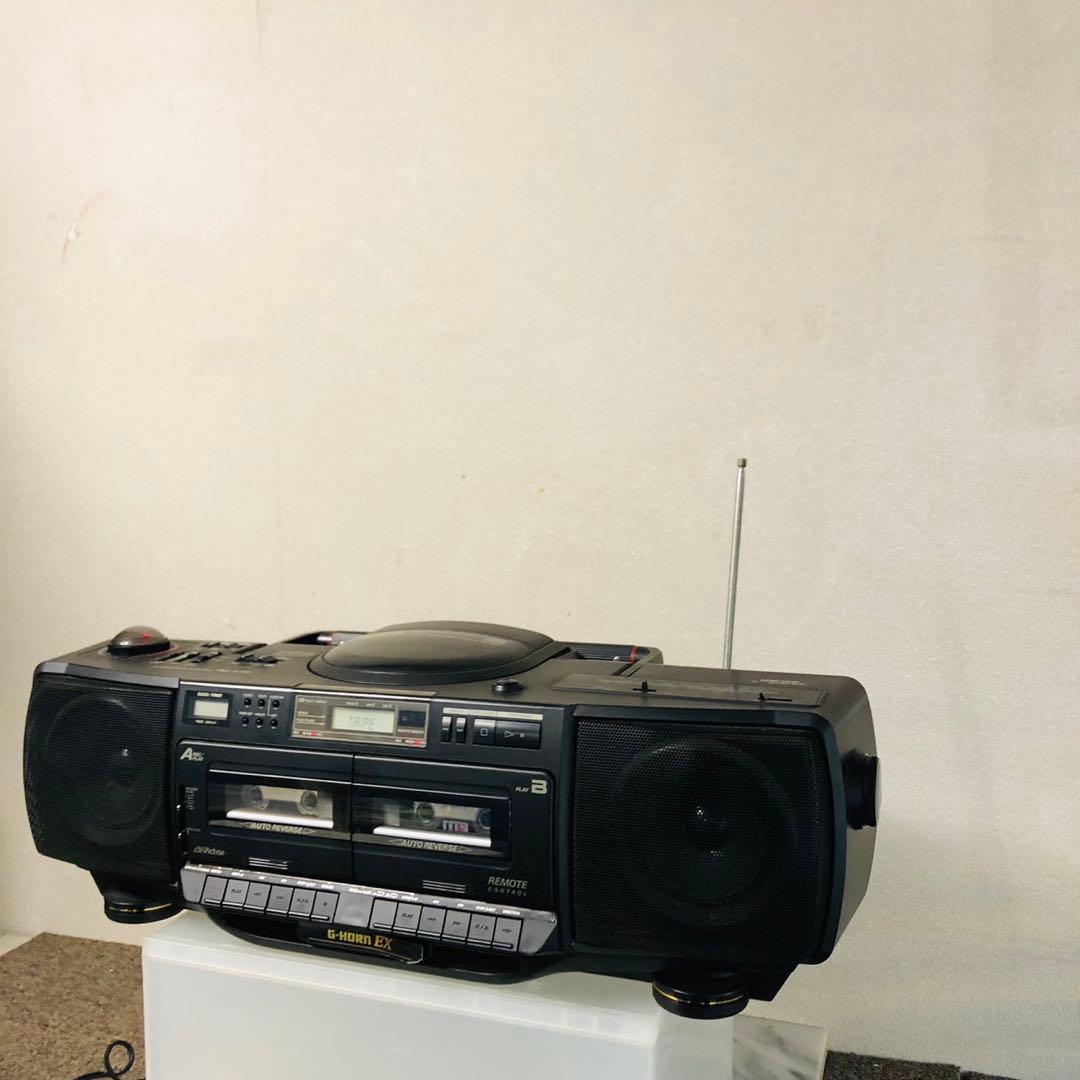 H69ジャンク品！Victor CDラジカセ ダブルカセットデッキ レトロ家電
