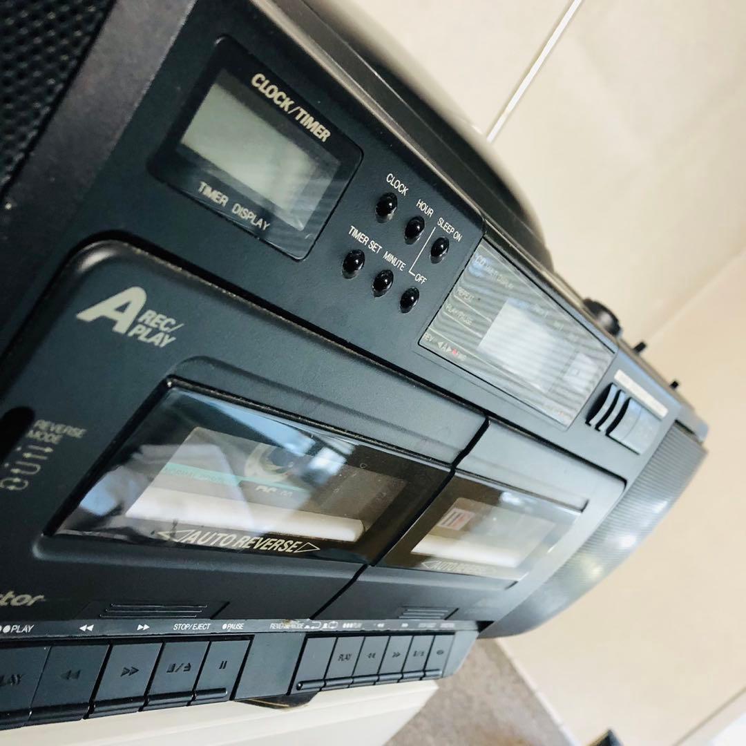H69ジャンク品！Victor CDラジカセ ダブルカセットデッキ レトロ家電
