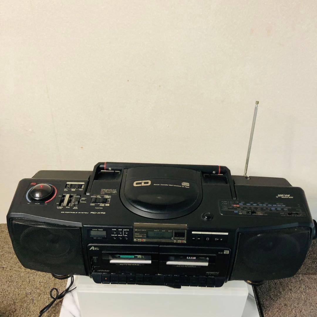 H69ジャンク品！Victor CDラジカセ ダブルカセットデッキ レトロ家電