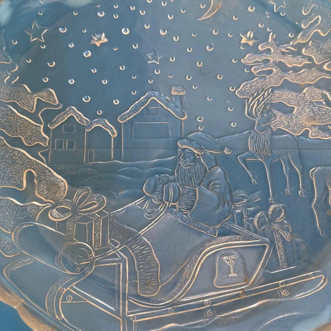 サンタクロースデザインのガラスパーティ用プ大皿