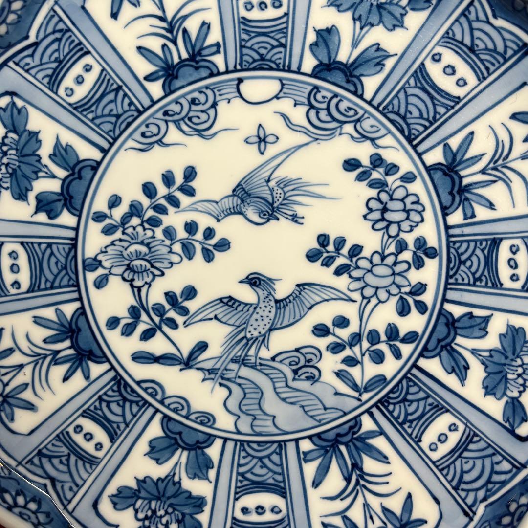 三川内焼窯元　嘉久正窯「染付花鳥唐草大皿」