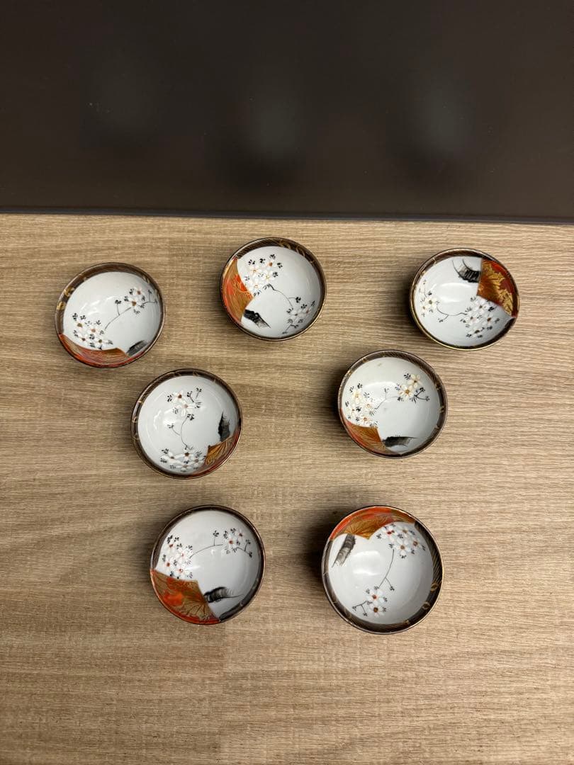 1533  九谷焼　猪口　7客　時代物