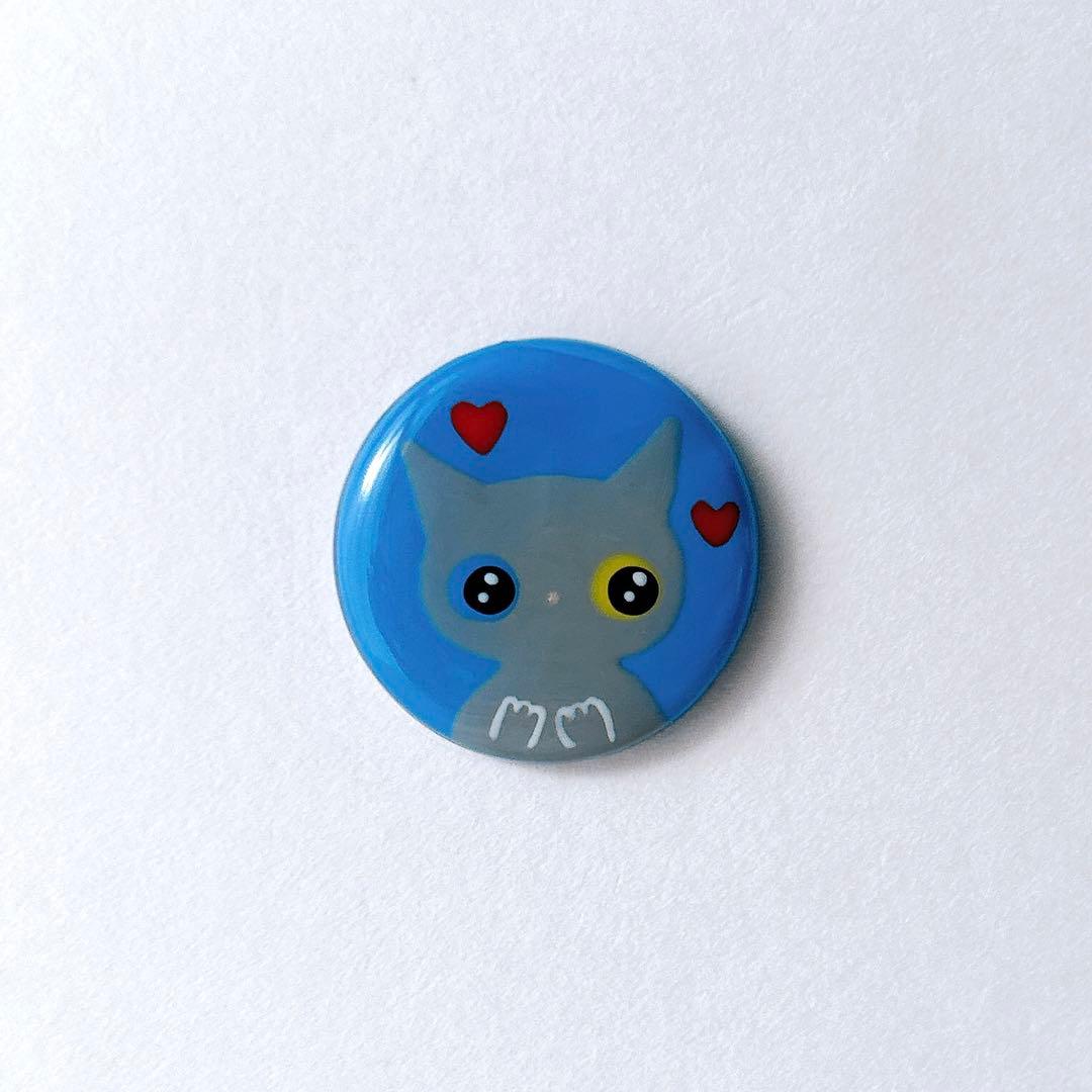 手描き　ドキドキ♬   ロシアンブルー　ヘアゴム　ブローチ　レジン　猫　うさぎ