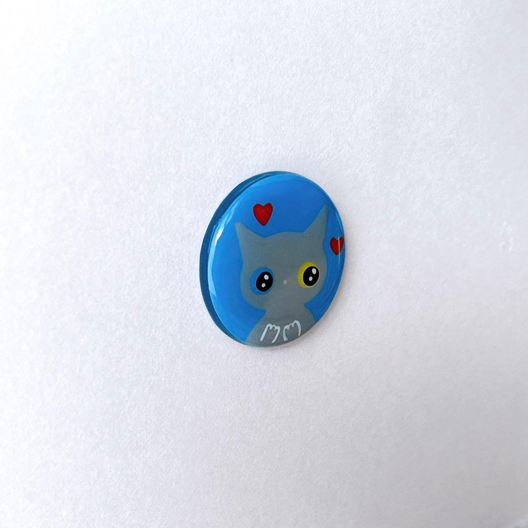 手描き　ドキドキ♬   ロシアンブルー　ヘアゴム　ブローチ　レジン　猫　うさぎ