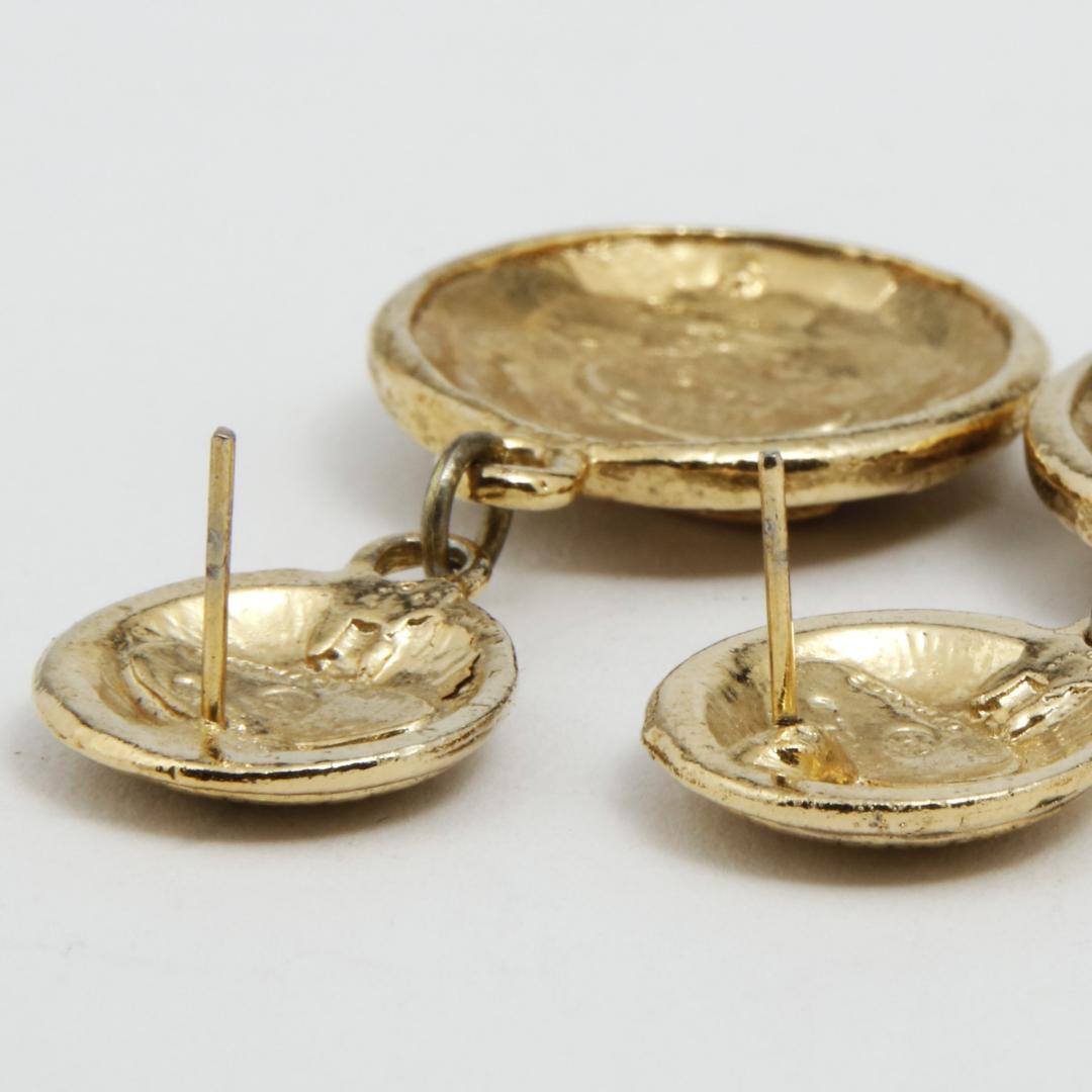 Ab1457 CHANEL シャネル ピアス ボタン 加工品 ロゴ 刻印