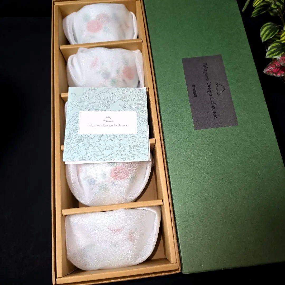 深川製磁　菊小鳥　中付揃　小鉢　5個