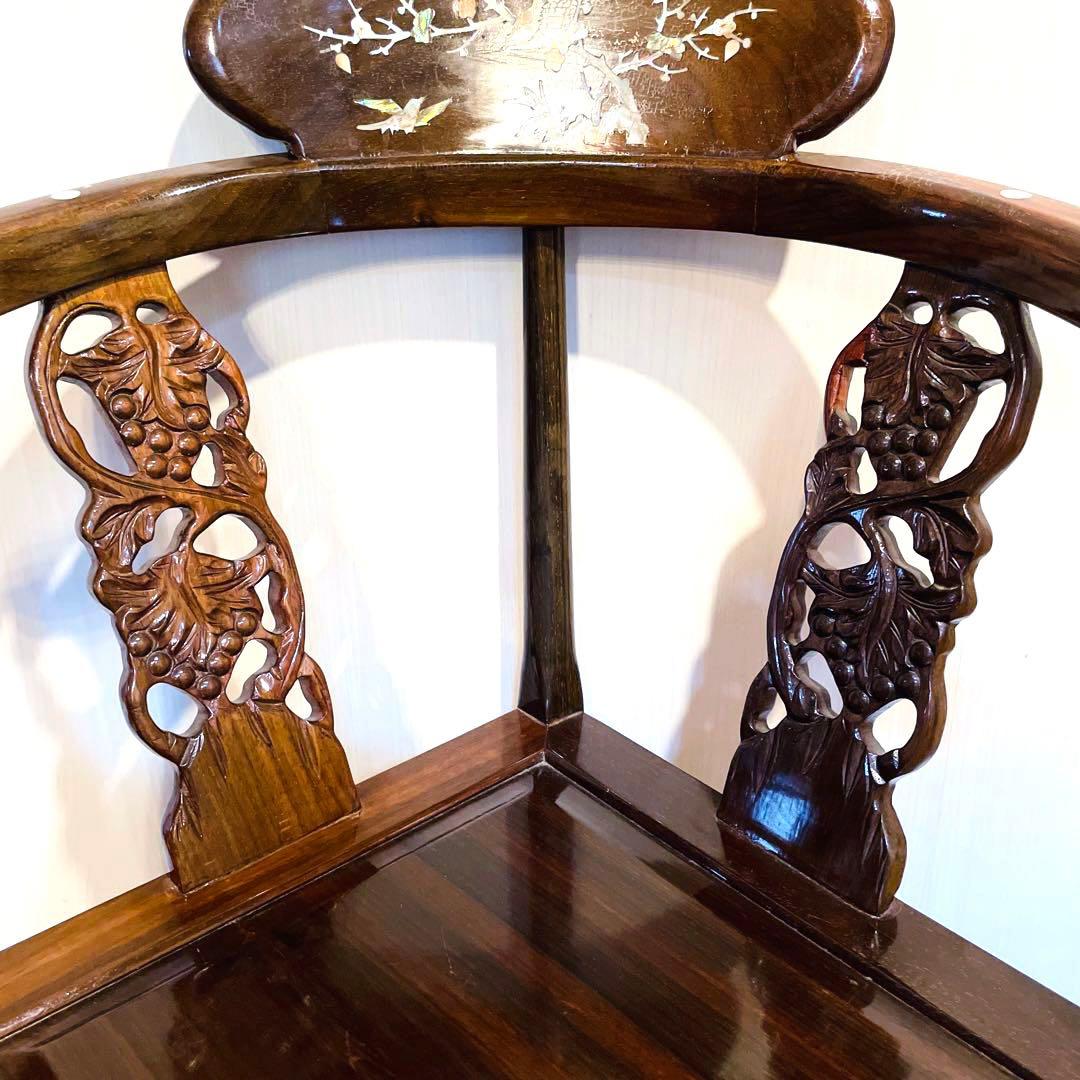 唐木細工 唐木家具 椅子 アームチェア テーブル 2点セット