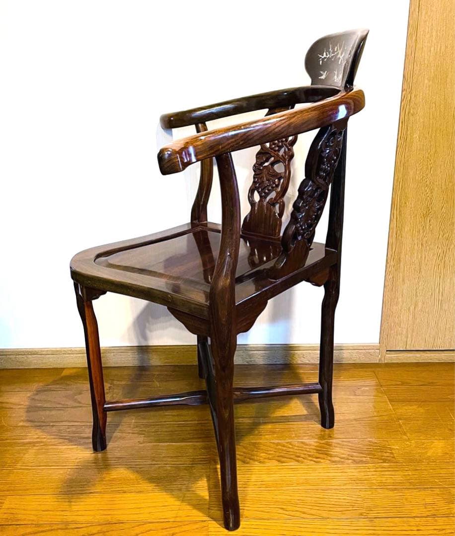 唐木細工 唐木家具 椅子 アームチェア テーブル 2点セット