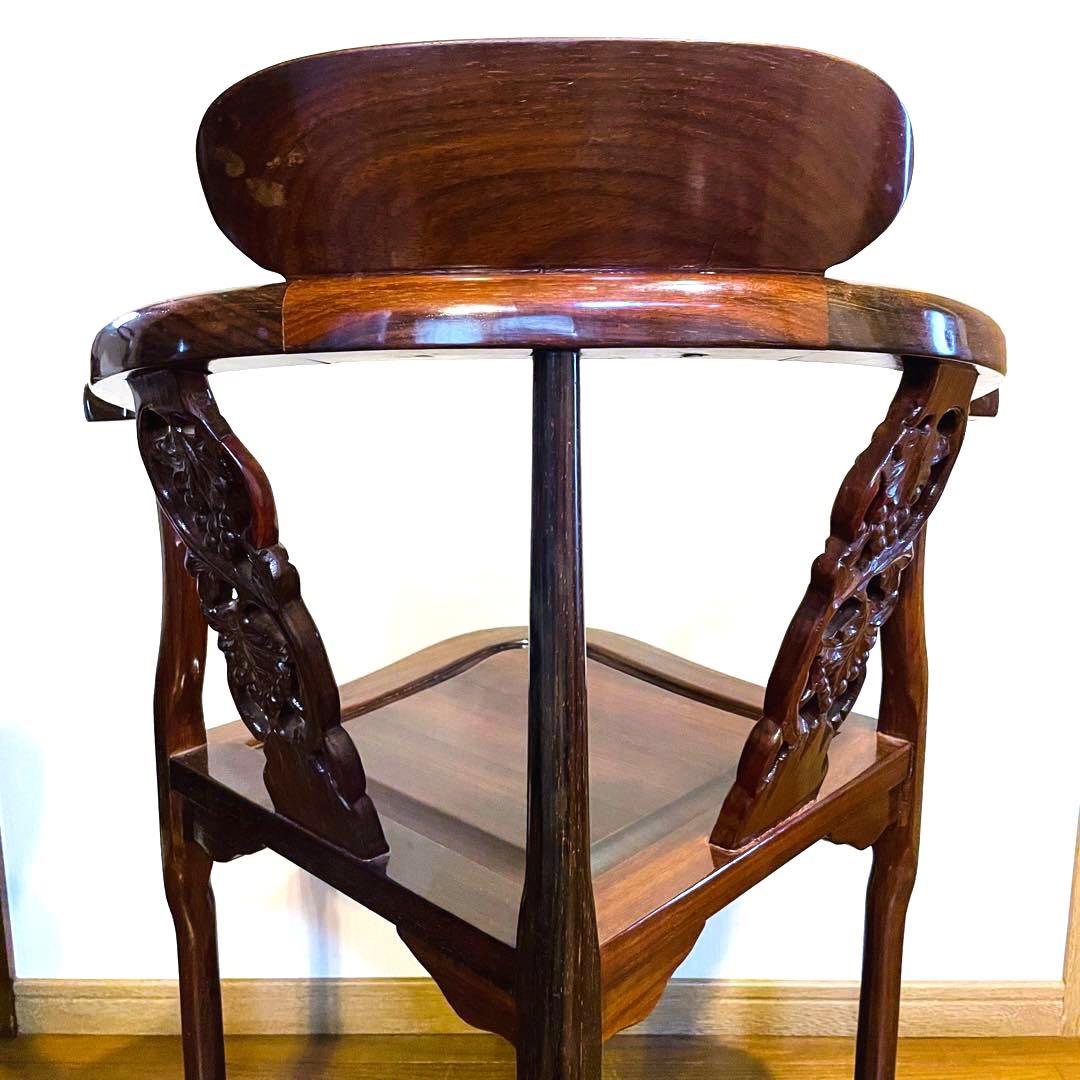 唐木細工 唐木家具 椅子 アームチェア テーブル 2点セット