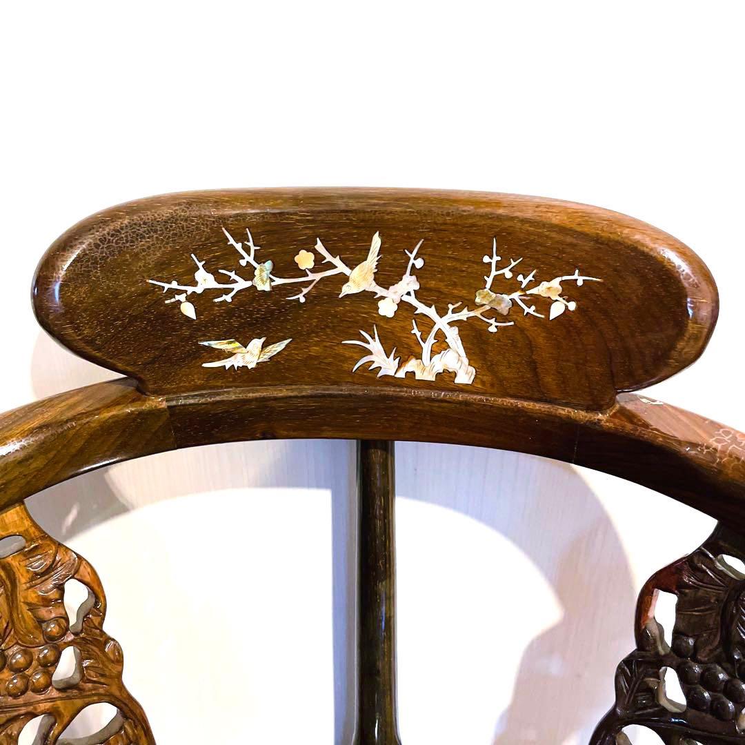 唐木細工 唐木家具 椅子 アームチェア テーブル 2点セット