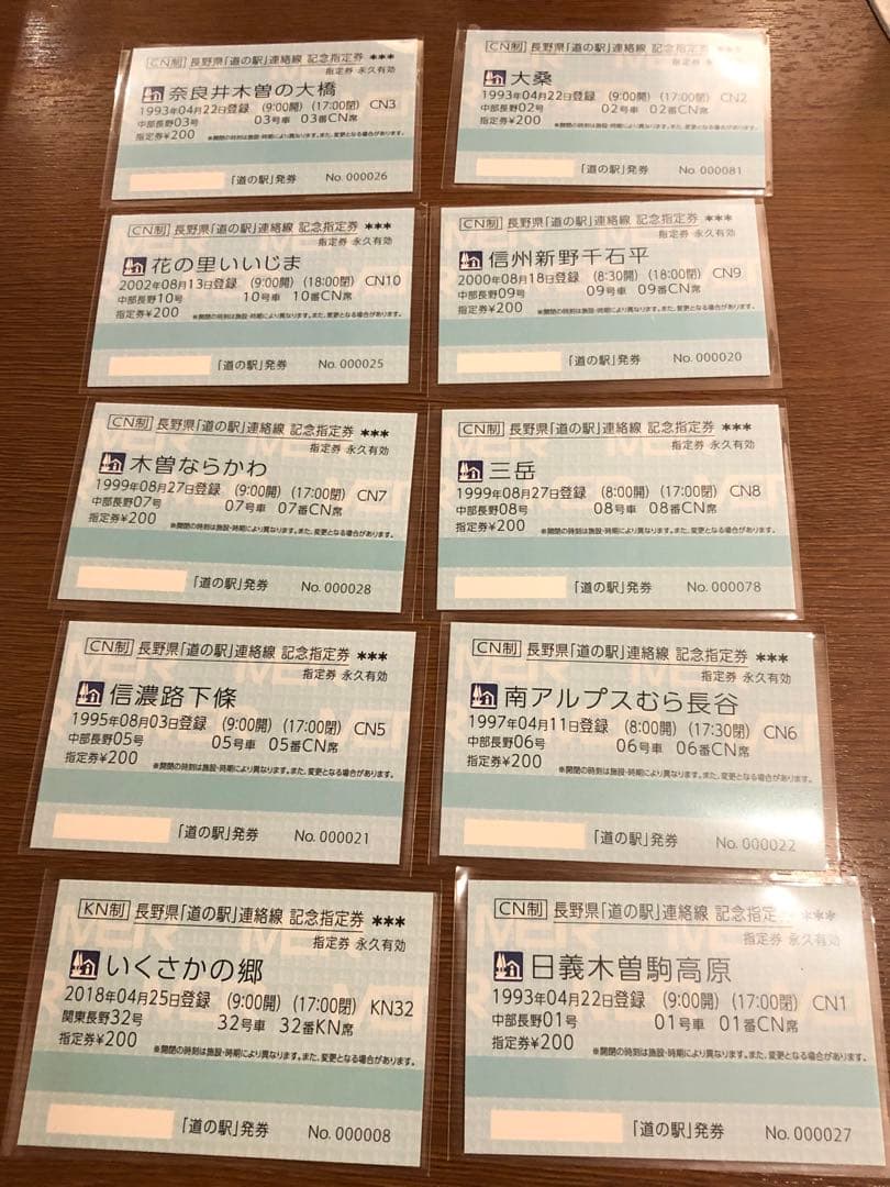 道の駅連絡線記念指定券　きっぷ　長野県　コンプリートカード付き限定1セット