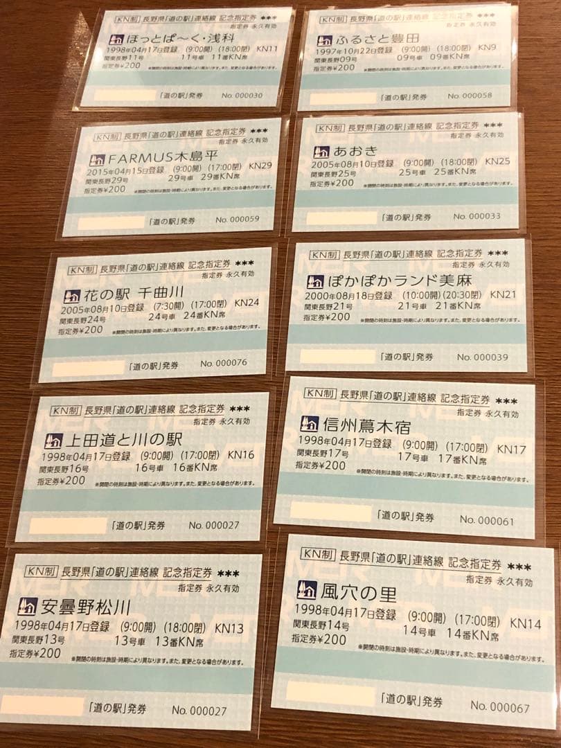道の駅連絡線記念指定券　きっぷ　長野県　コンプリートカード付き限定1セット
