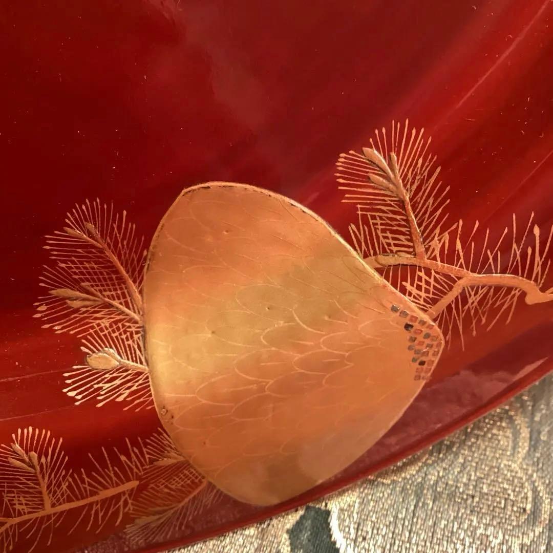 A1056 木製輪島塗　源氏蒔絵　赤溜塗　高月　高杯　1基