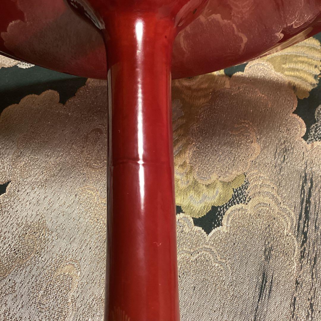 A1056 木製輪島塗　源氏蒔絵　赤溜塗　高月　高杯　1基