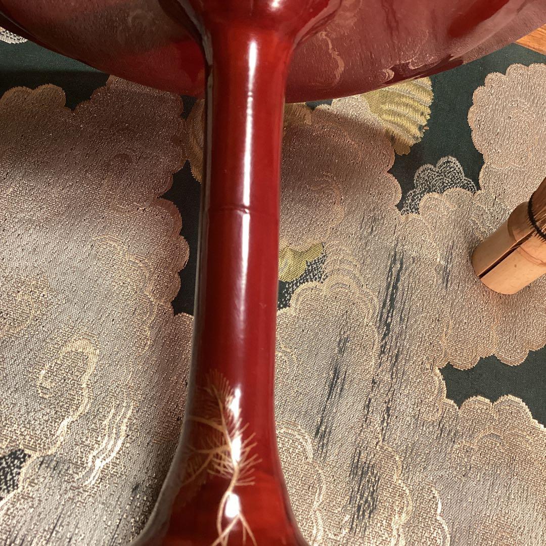 A1056 木製輪島塗　源氏蒔絵　赤溜塗　高月　高杯　1基