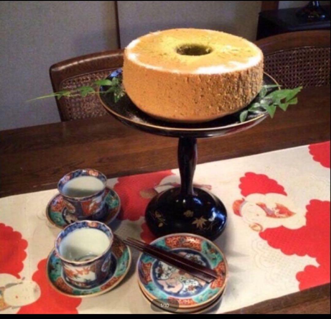 A1056 木製輪島塗　源氏蒔絵　赤溜塗　高月　高杯　1基