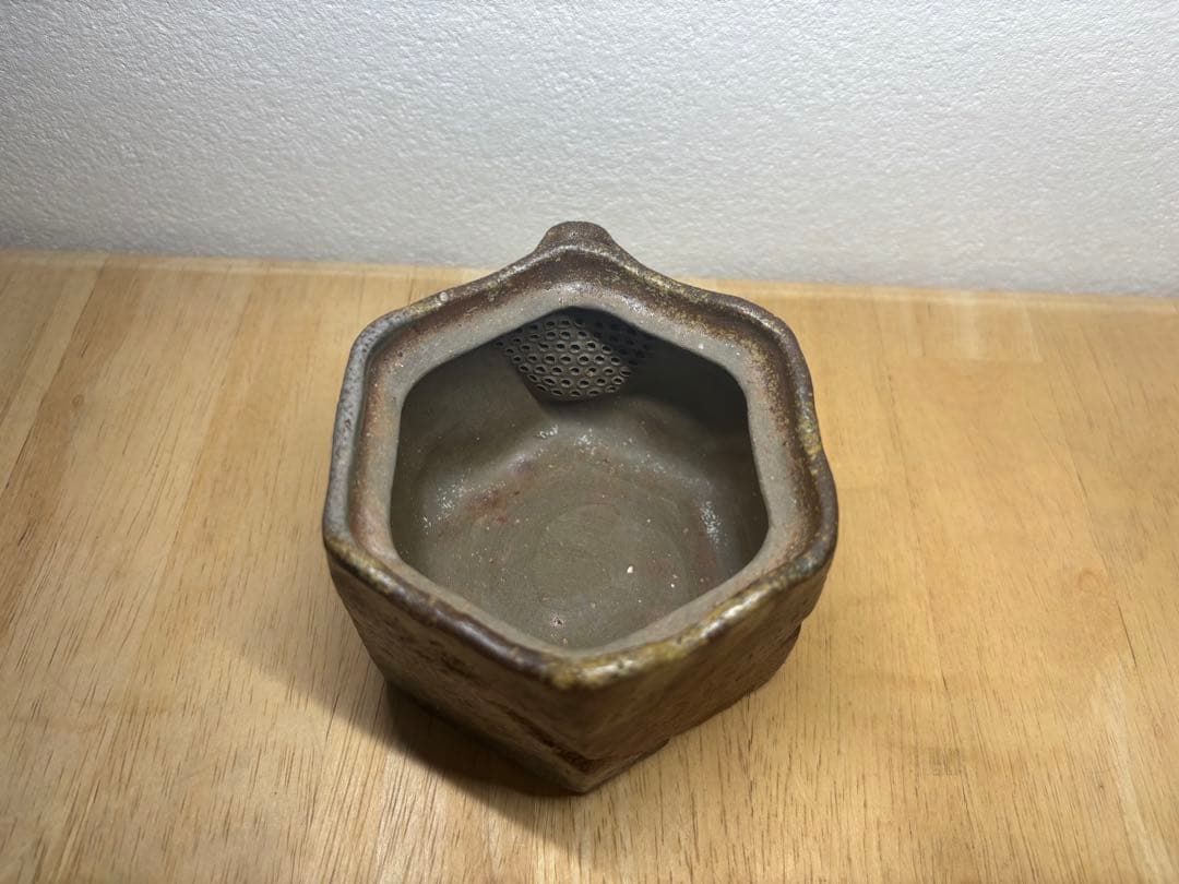 60.備前焼 宝瓶 登り窯 松 まつ 六角 手びねり 急須