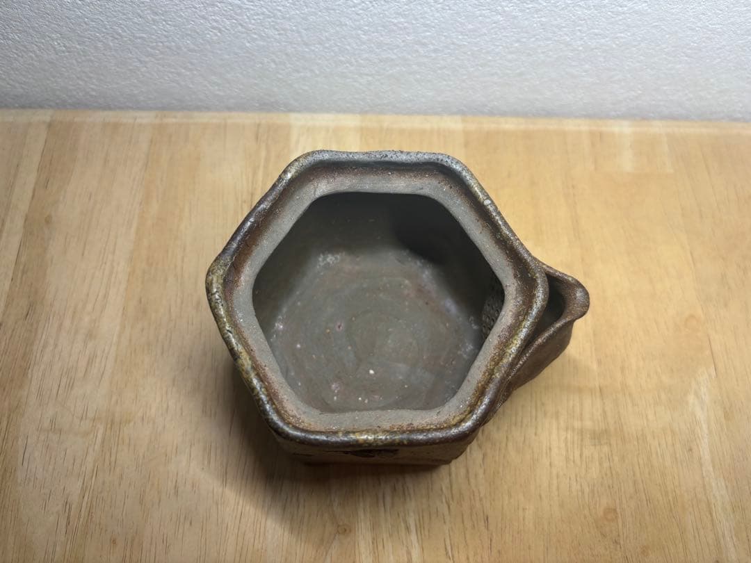 60.備前焼 宝瓶 登り窯 松 まつ 六角 手びねり 急須