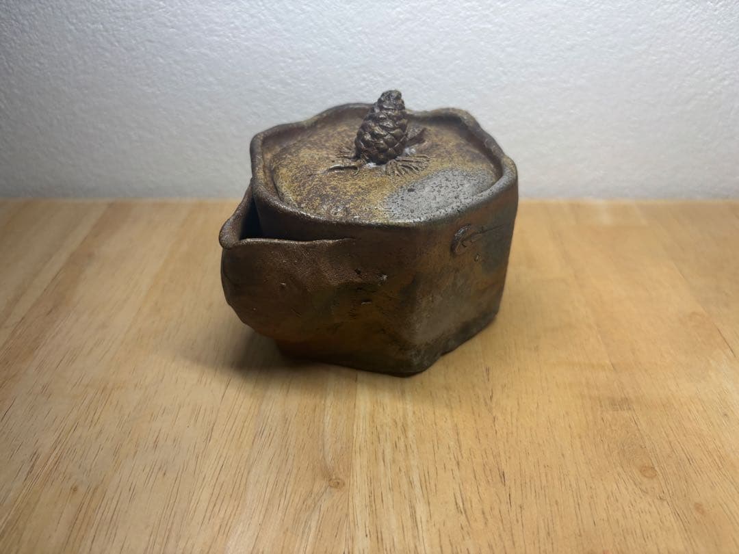 60.備前焼 宝瓶 登り窯 松 まつ 六角 手びねり 急須