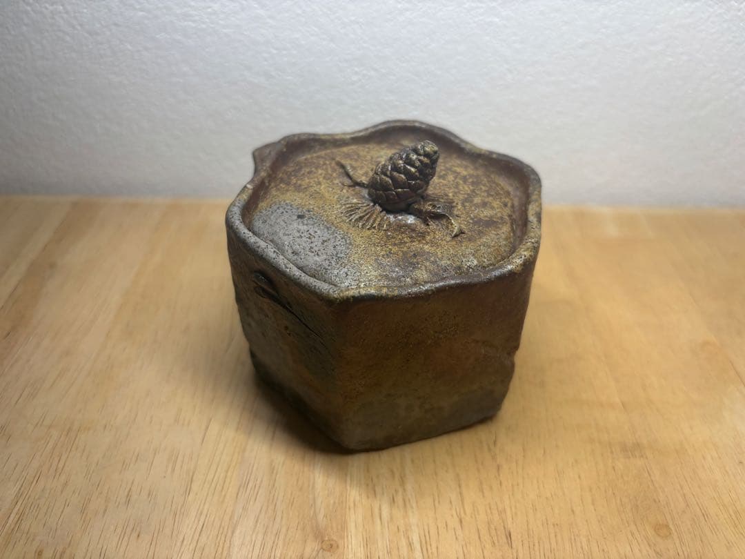 60.備前焼 宝瓶 登り窯 松 まつ 六角 手びねり 急須