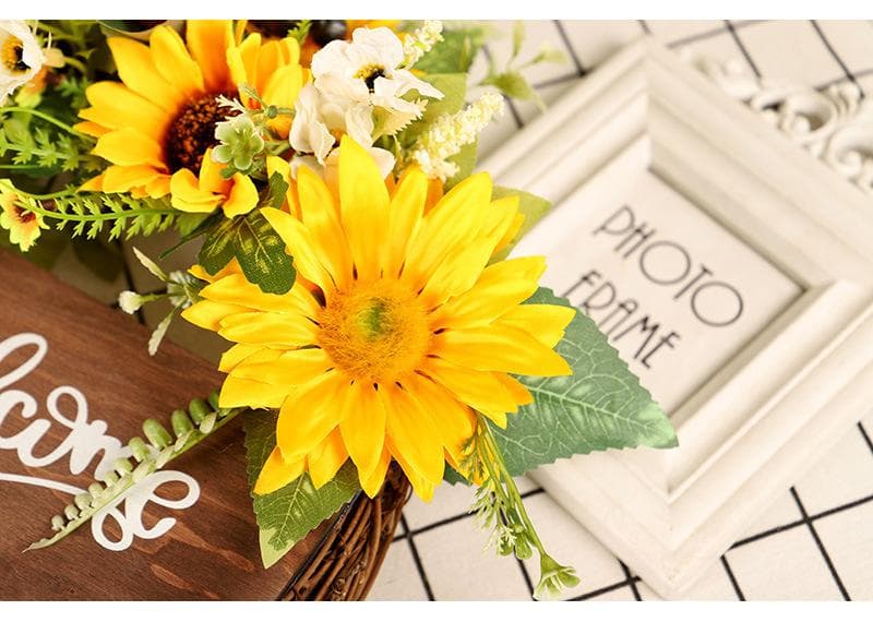 ドアハンギングリース　ひまわりフラワーリースプ W115　母の日花　インテリア