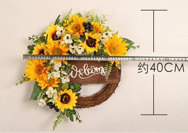 ドアハンギングリース　ひまわりフラワーリースプ W115　母の日花　インテリア