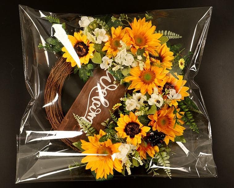 ドアハンギングリース　ひまわりフラワーリースプ W115　母の日花　インテリア