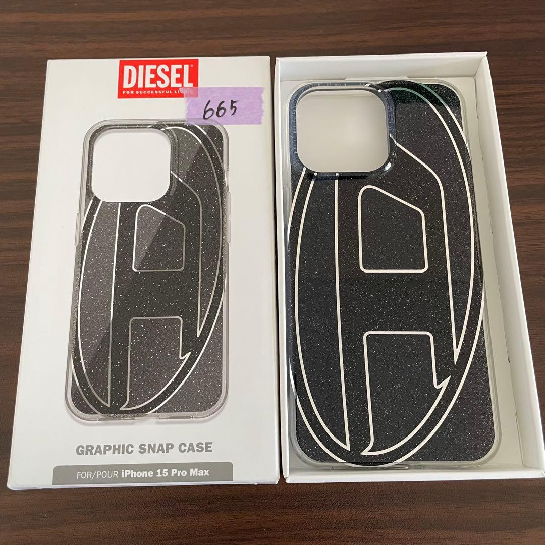 DIESEL iPhone15promaxケース Dロゴ グリッター ラメ ロゴ