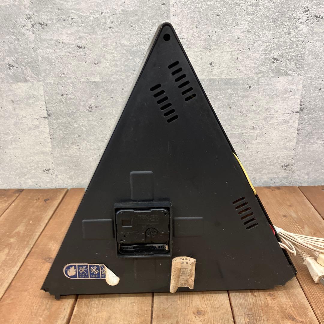 昭和レトロ 大嶋漆器 蛍光灯 ライト付 三角形 置時計 時計 クロック ユニーク