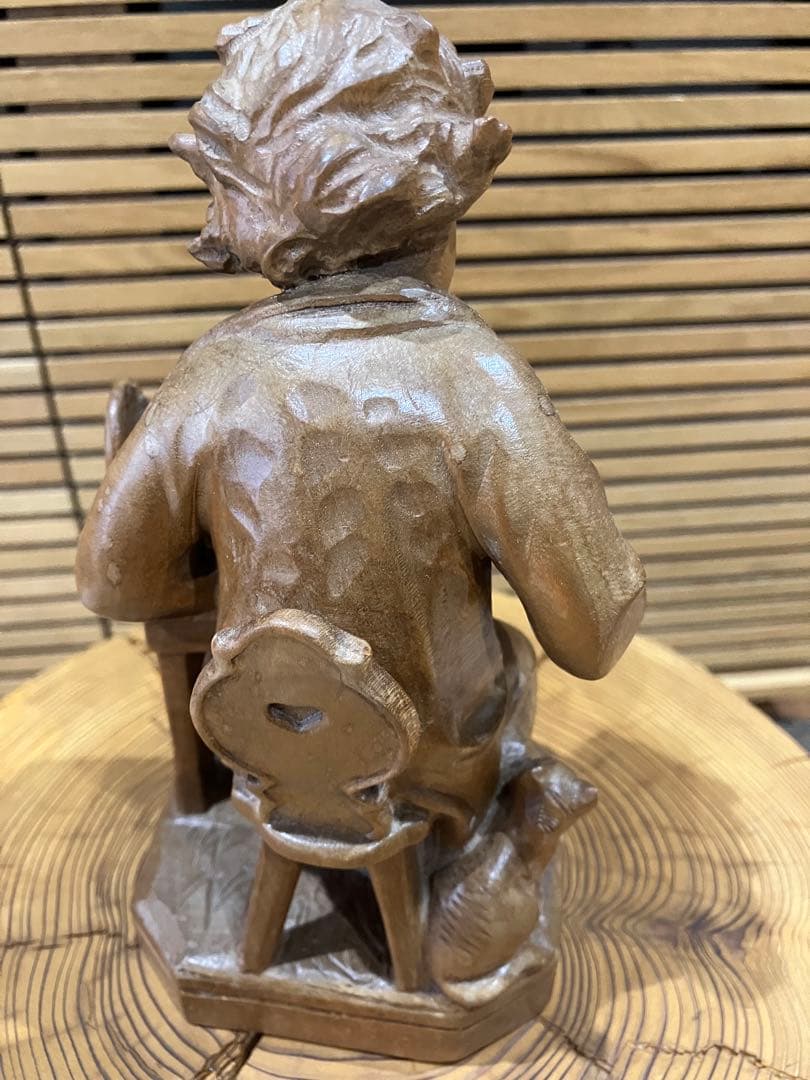 ヴィンテージ　木製オブジェ　旧東ドイツ製　仕立て屋さんと猫