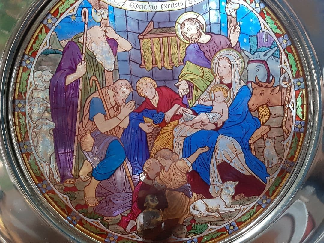 限定希少！華やかな色彩☆ステンドグラス マリア 聖家族 羊飼い