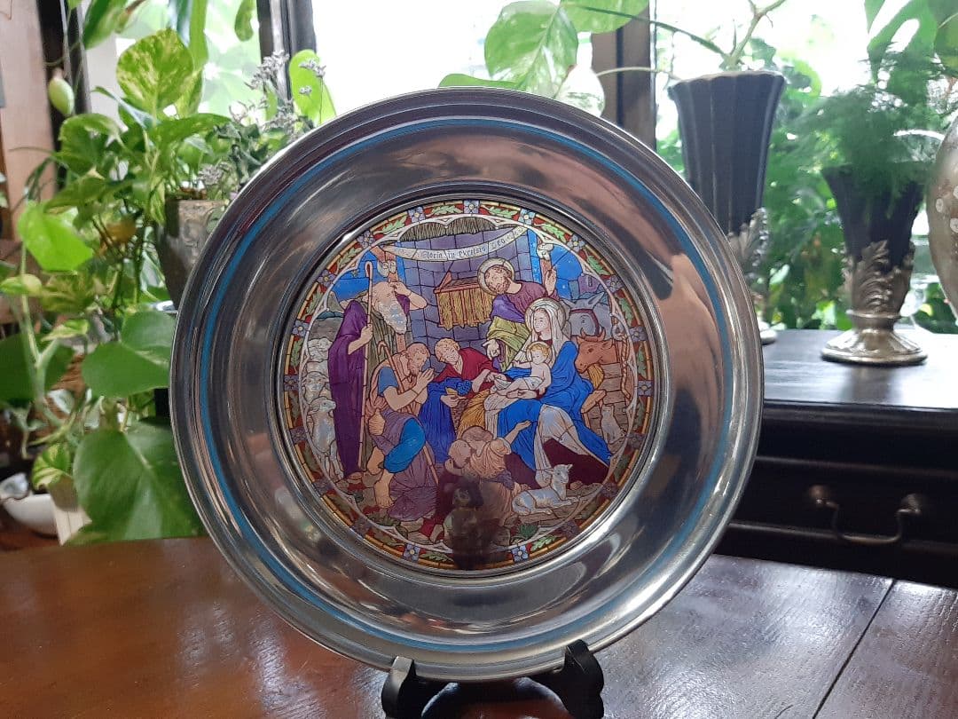 限定希少！華やかな色彩☆ステンドグラス マリア 聖家族 羊飼い