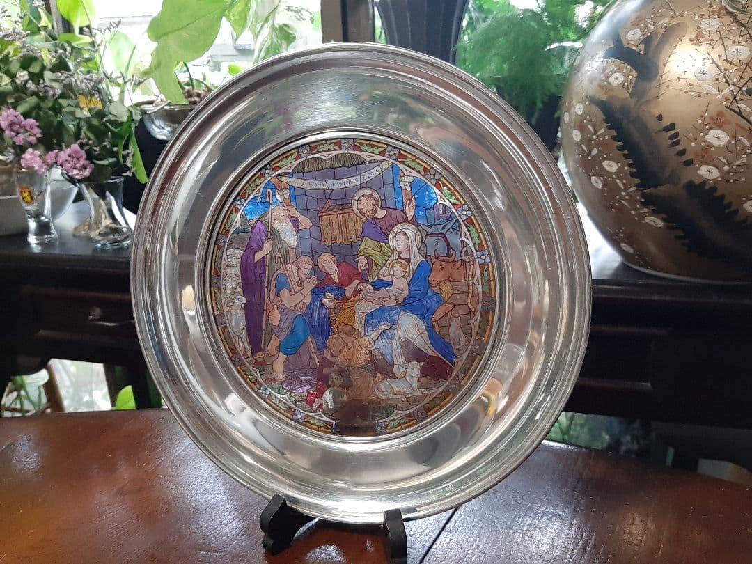 限定希少！華やかな色彩☆ステンドグラス マリア 聖家族 羊飼い