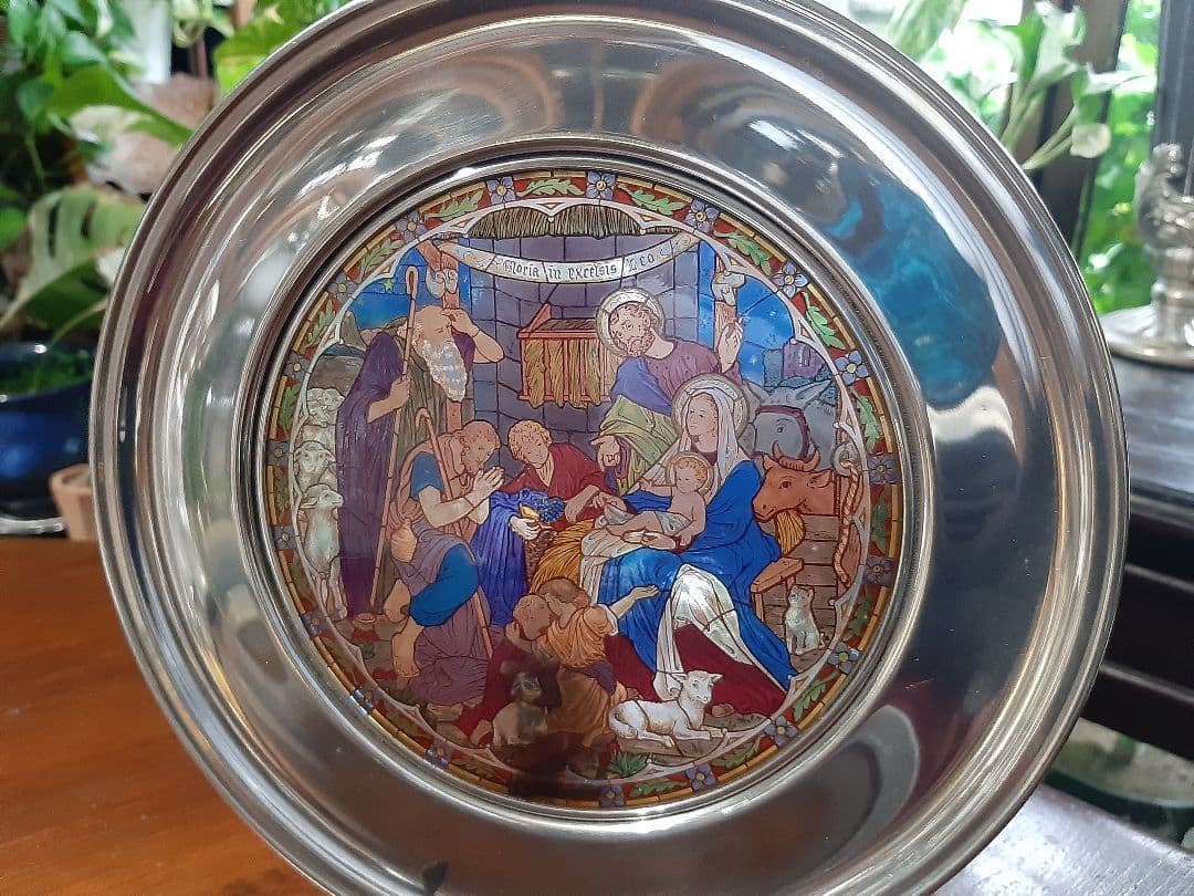 限定希少！華やかな色彩☆ステンドグラス マリア 聖家族 羊飼い