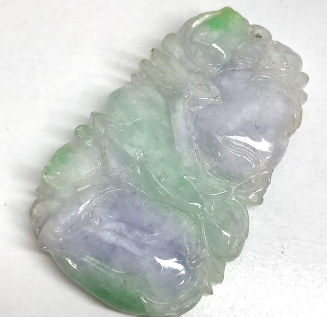 彫刻天然ラベンダー本翡翠171.5ct ルース ジェダイト
