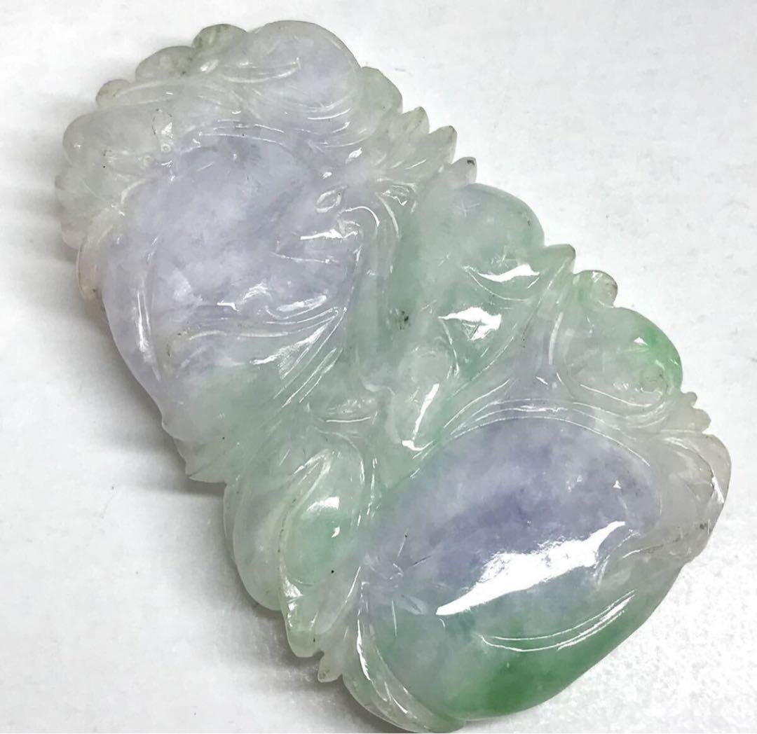 彫刻天然ラベンダー本翡翠171.5ct ルース ジェダイト