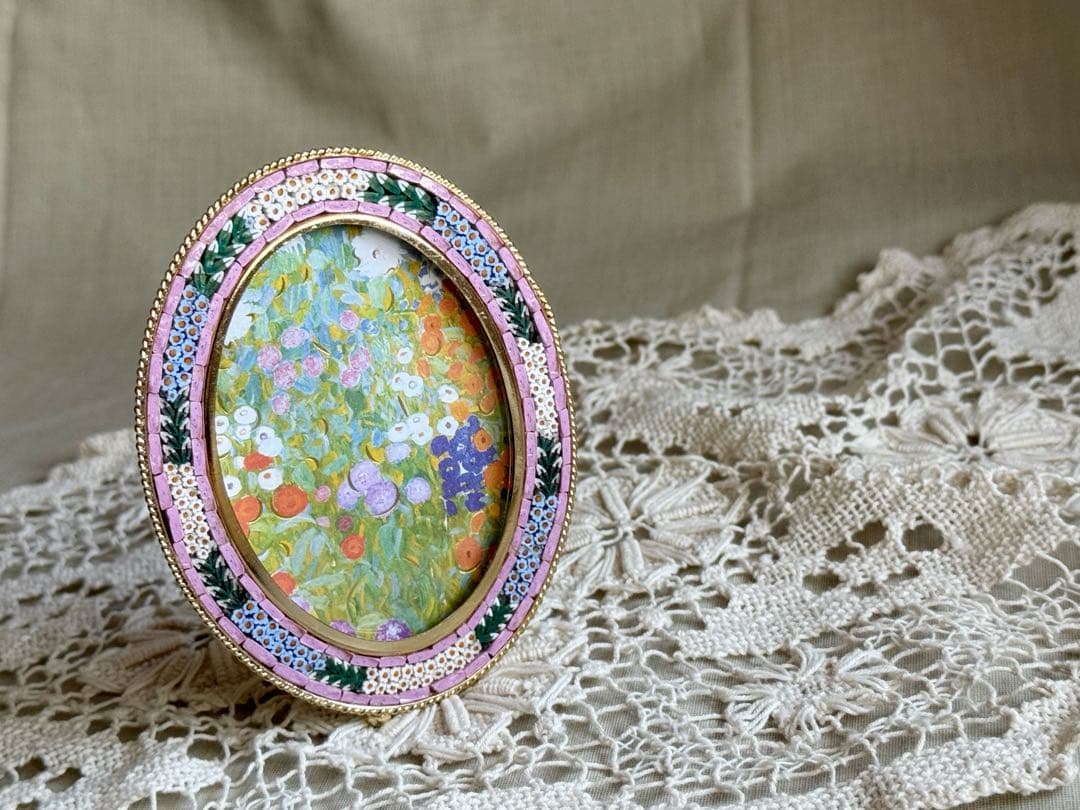 1980s イタリア製 マイクロモザイク フォトフレーム ピンク