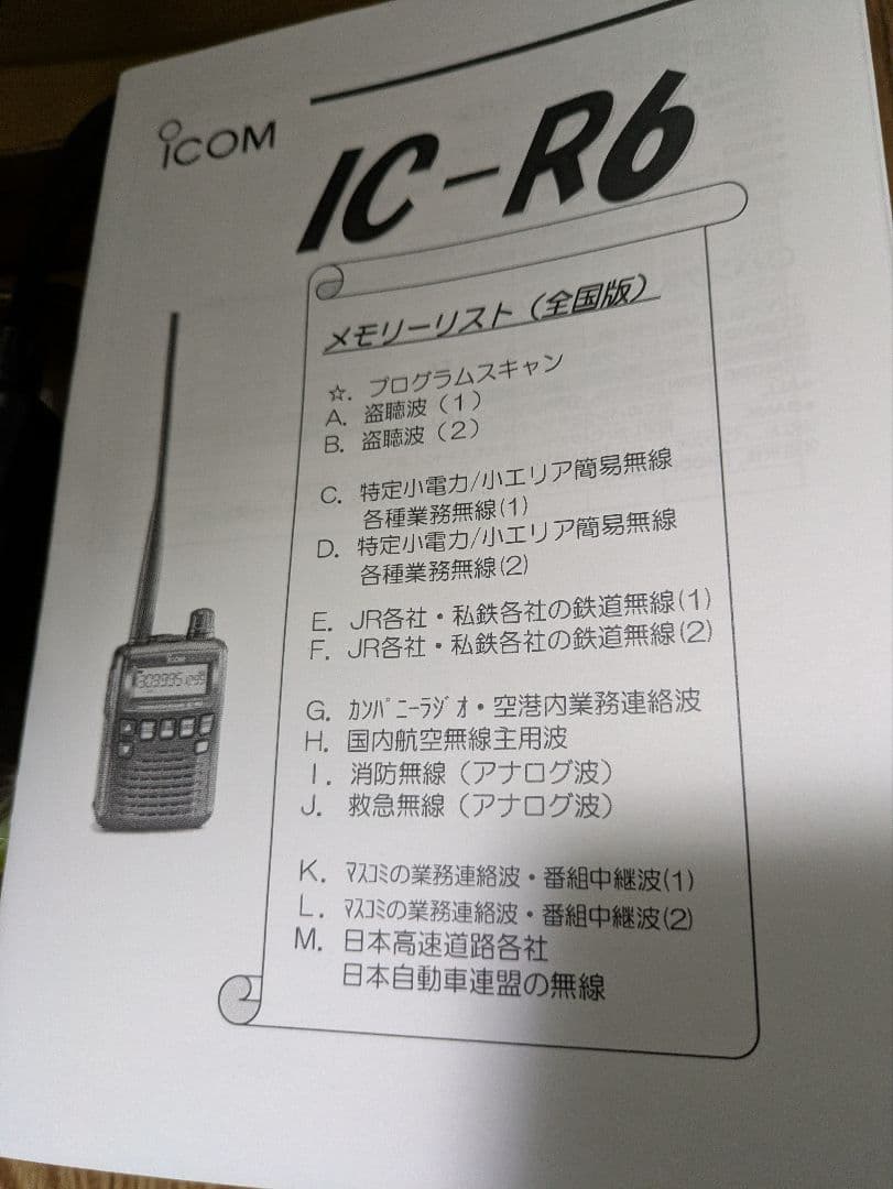 ICOM IC-R6 広帯域受信機 受信改造済 ワイドバンドレシーバ