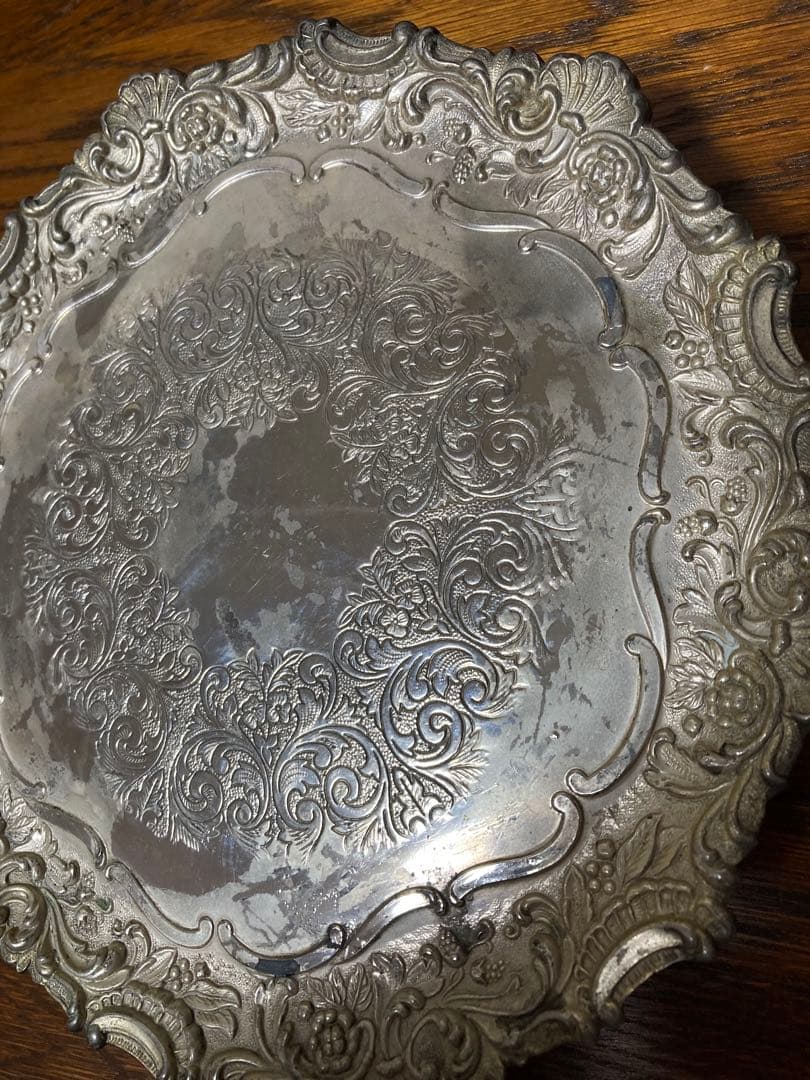 ＊訳あり イギリス アンティーク☆ガラスドームH25cmシルバープレート台座付き