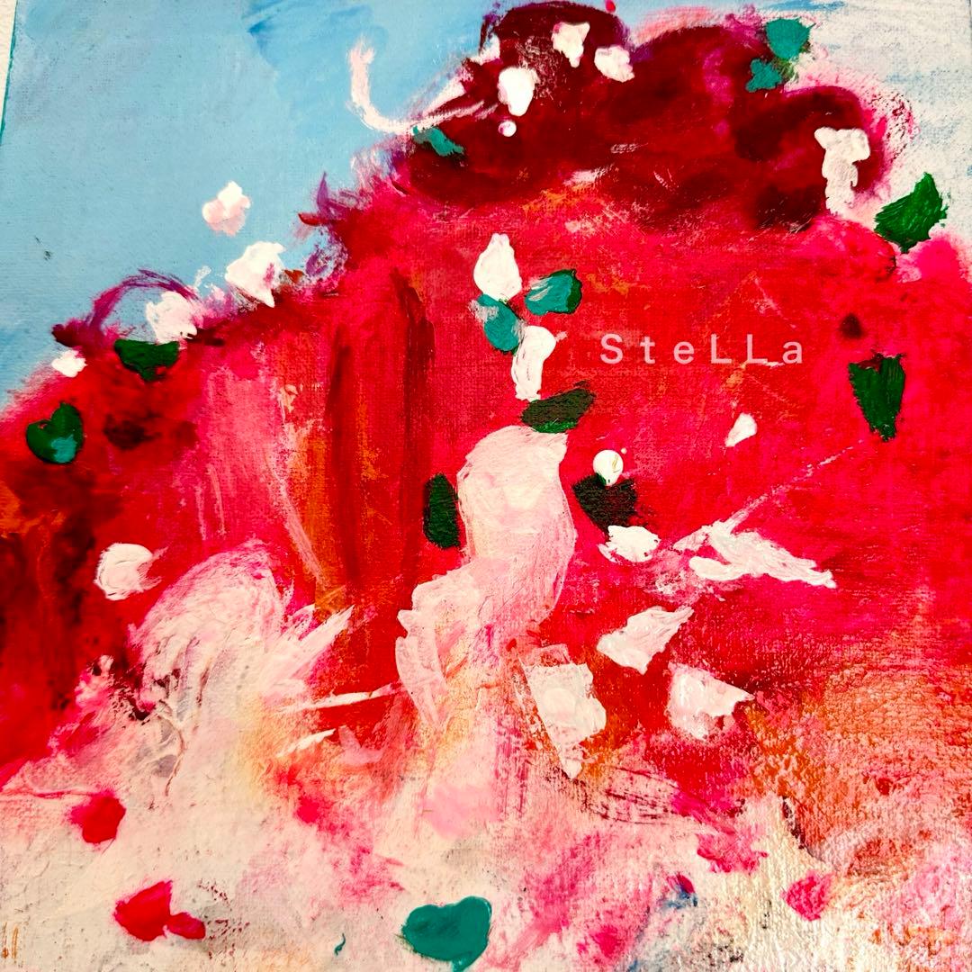 現代アート　抽象画　北欧アート　モダンアート　マルチカラー　インテリア　ピンク